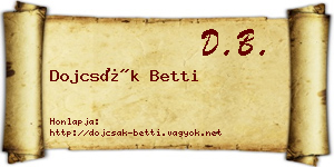 Dojcsák Betti névjegykártya